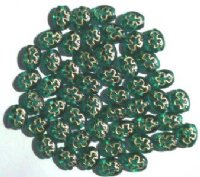60 8x6mm Flat Oval Rosary - Emerald with Gold Dove
